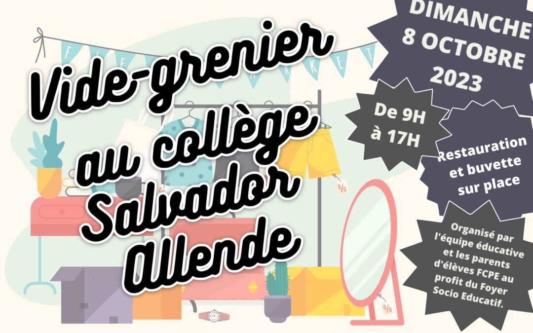 2ème vide grenier au collège le 8 octobre 2023